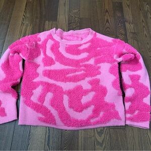 Women's Hot Pink Textured Crewneck Sweater